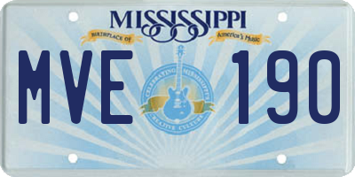 MS license plate MVE190