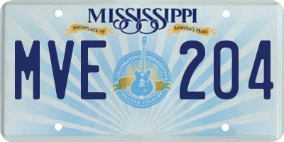 MS license plate MVE204