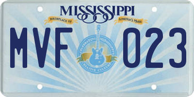 MS license plate MVF023
