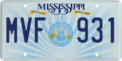 MS license plate MVF931