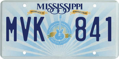 MS license plate MVK841