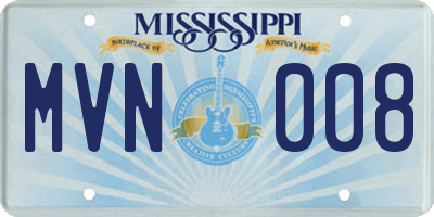 MS license plate MVN008