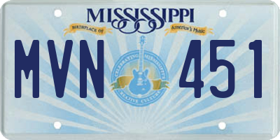MS license plate MVN451