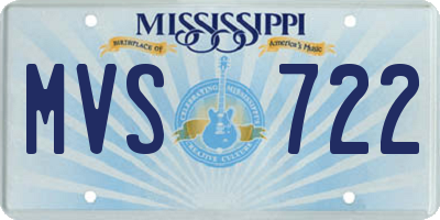 MS license plate MVS722