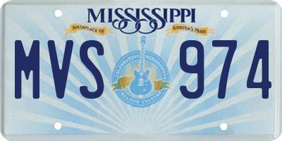 MS license plate MVS974