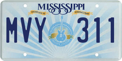 MS license plate MVY311