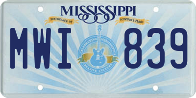MS license plate MWI839