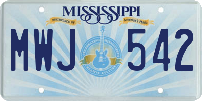 MS license plate MWJ542