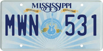 MS license plate MWN531