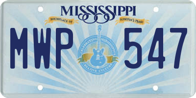 MS license plate MWP547