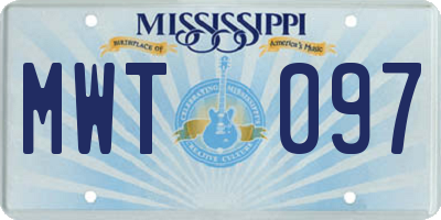 MS license plate MWT097