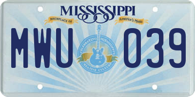MS license plate MWU039