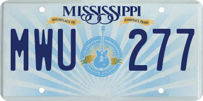 MS license plate MWU277
