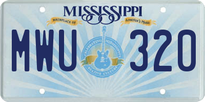 MS license plate MWU320