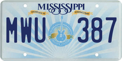 MS license plate MWU387