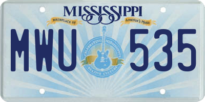 MS license plate MWU535