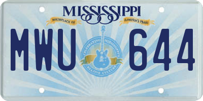 MS license plate MWU644