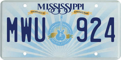MS license plate MWU924