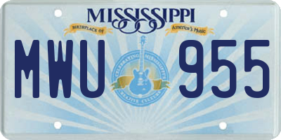 MS license plate MWU955