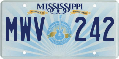 MS license plate MWV242