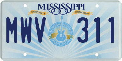 MS license plate MWV311