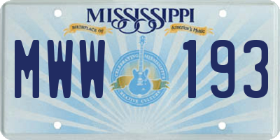 MS license plate MWW193