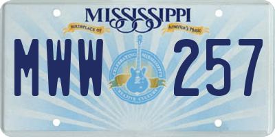 MS license plate MWW257