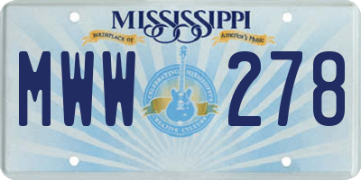 MS license plate MWW278