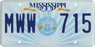 MS license plate MWW715