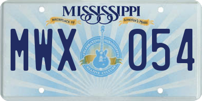 MS license plate MWX054
