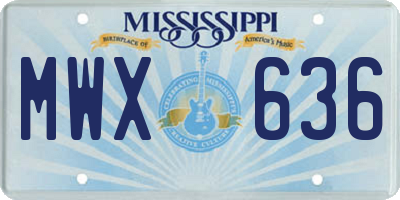 MS license plate MWX636