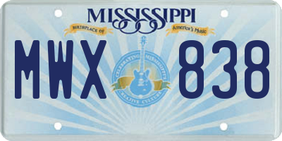 MS license plate MWX838