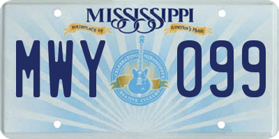 MS license plate MWY099