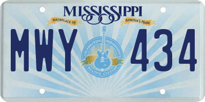 MS license plate MWY434