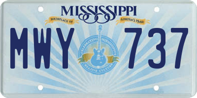 MS license plate MWY737