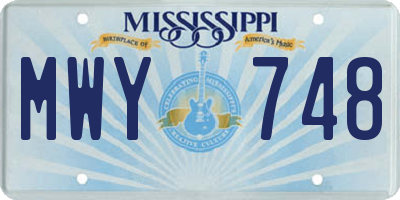 MS license plate MWY748
