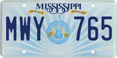 MS license plate MWY765