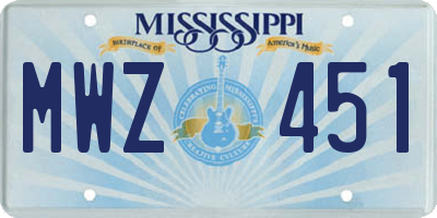 MS license plate MWZ451