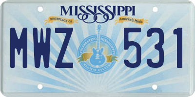 MS license plate MWZ531