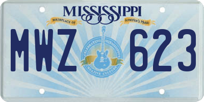 MS license plate MWZ623
