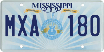 MS license plate MXA180