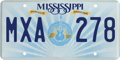MS license plate MXA278