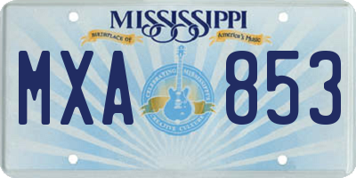 MS license plate MXA853