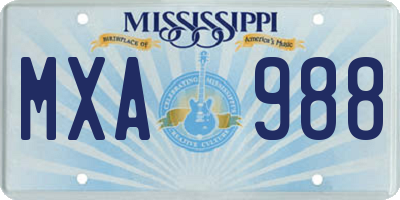 MS license plate MXA988