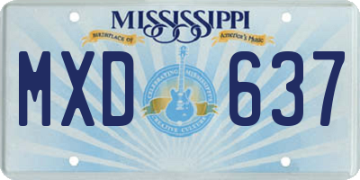 MS license plate MXD637