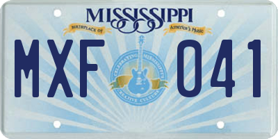 MS license plate MXF041