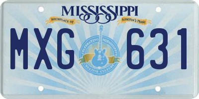 MS license plate MXG631