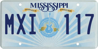 MS license plate MXI117