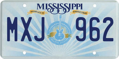 MS license plate MXJ962