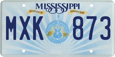 MS license plate MXK873